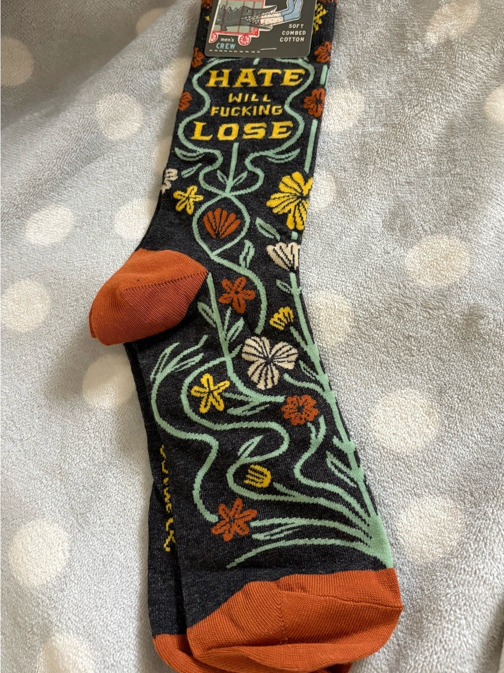 Blue Q Mens Crew Socks - Hate Will Eff Lose - NWT